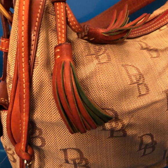 Dooney & Bourke Tote Purse Brown/Tan with tassels. - Picture 6 of 7